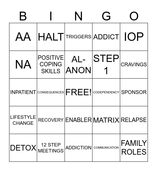 FAMILY MATRIX BINGO Card