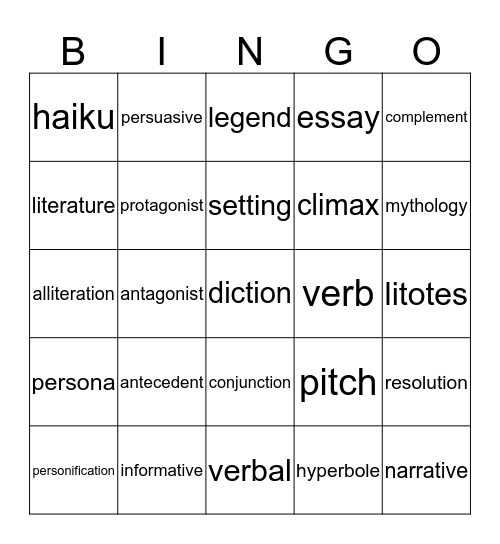 WORD BINGO Card