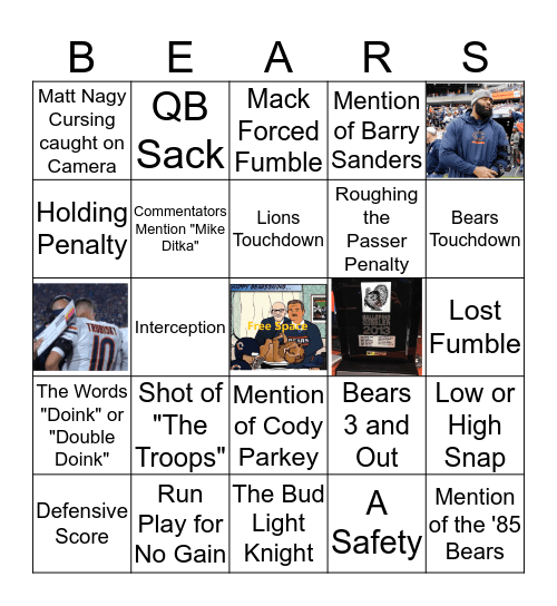 Bad Bears Bingo Card