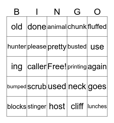 Unit 4 Bingo Card