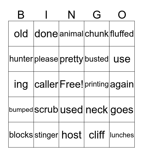 Unit 4 Bingo Card