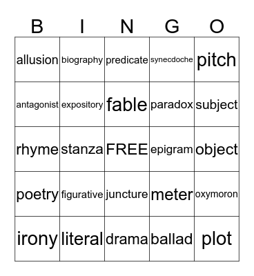 WORD BINGO Card