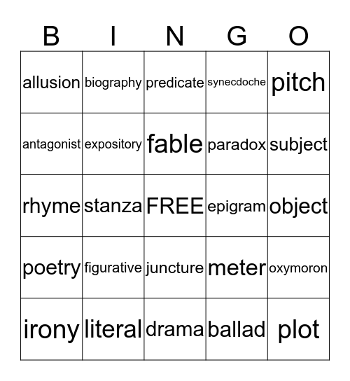 WORD BINGO Card