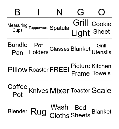 Bridal Bingo Card