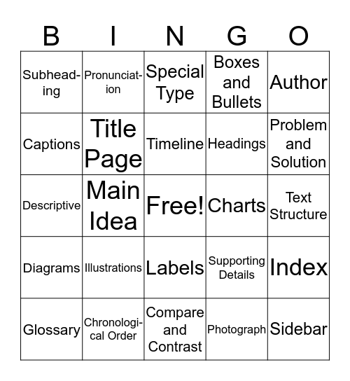Nonfiction Bingo Card