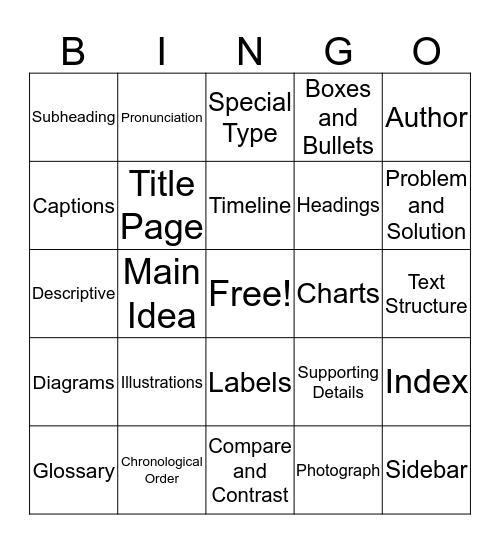 Nonfiction Bingo Card