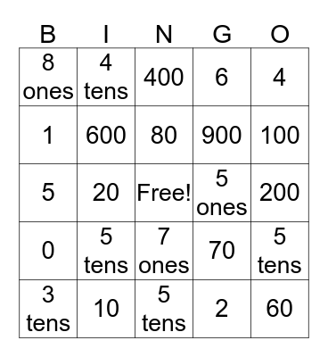 Mental Division Chapter 8 Bingo Card