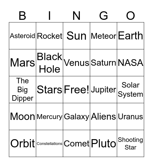 Sun, Moon, Stars Bingo Card