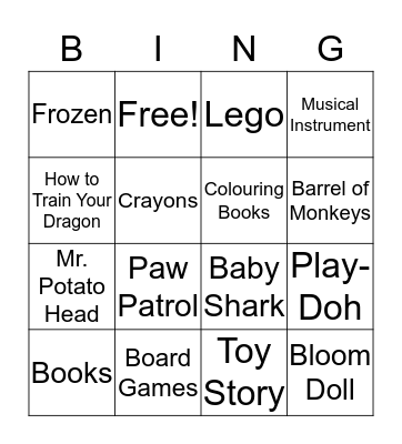 Cheer Board Toy Ideas Bingo Card