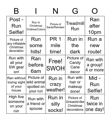 SWOH Winter Break Bingo Card