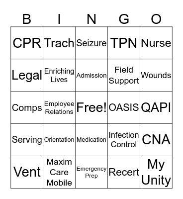 Clinical Supervisor BINGO Card
