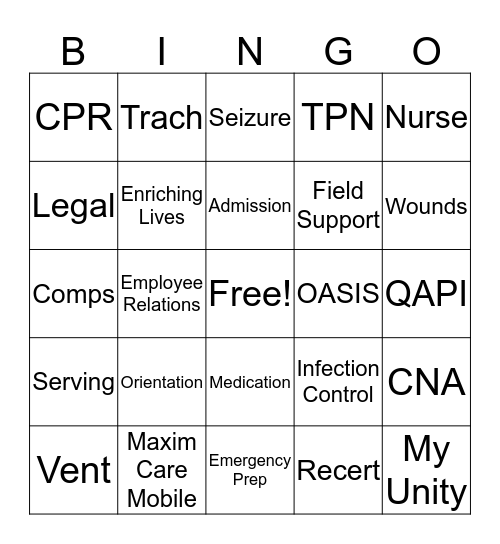 Clinical Supervisor BINGO Card