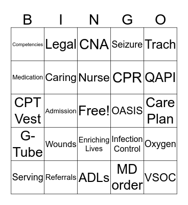 Clinical Supervisor BINGO Card