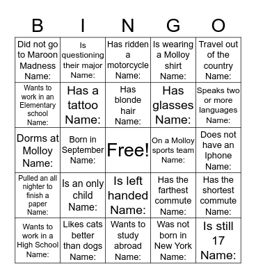Find Someone Who... Bingo Card