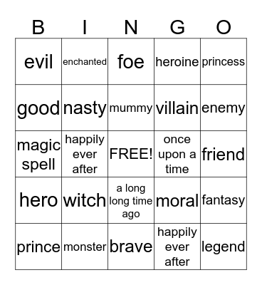 Fairy Tales Bingo Card