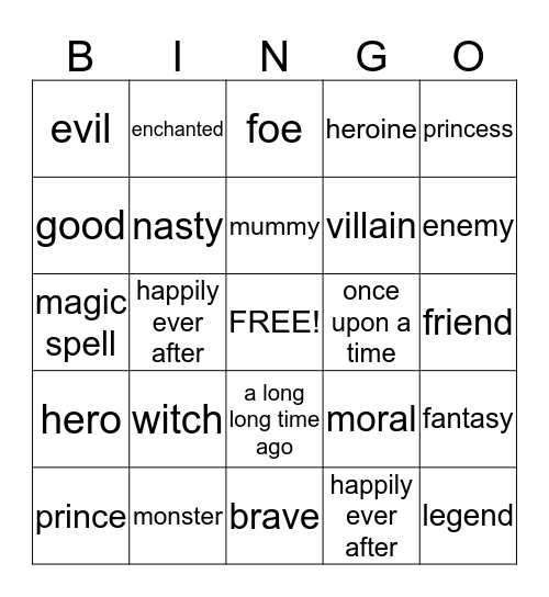 Fairy Tales Bingo Card