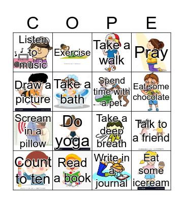 Coping Skills Bingo Card