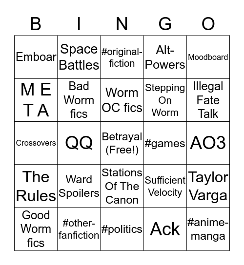 #worm-fanfiction Bingo Card