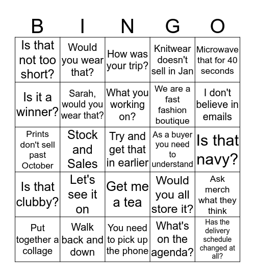 Tingo Bingo Card