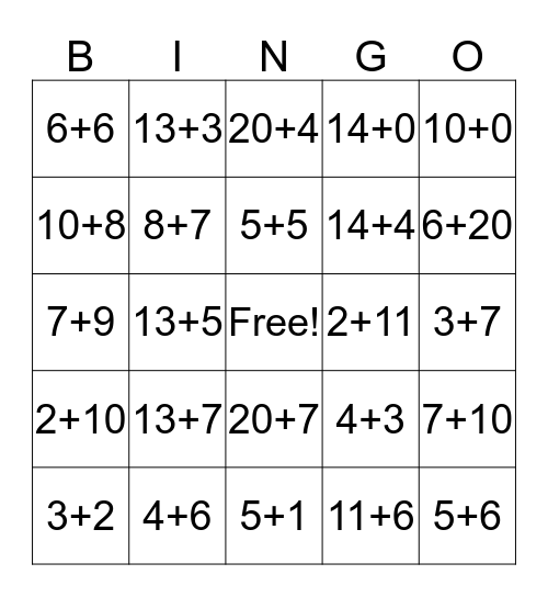 Math BINGO! Bingo Card