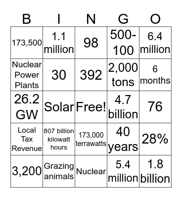 Presidential Domestic Issues BINGO Card