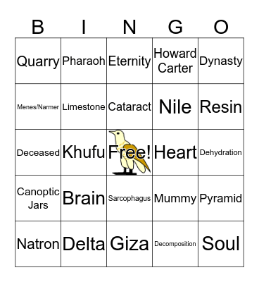 Egypt-Before Break Bingo Card