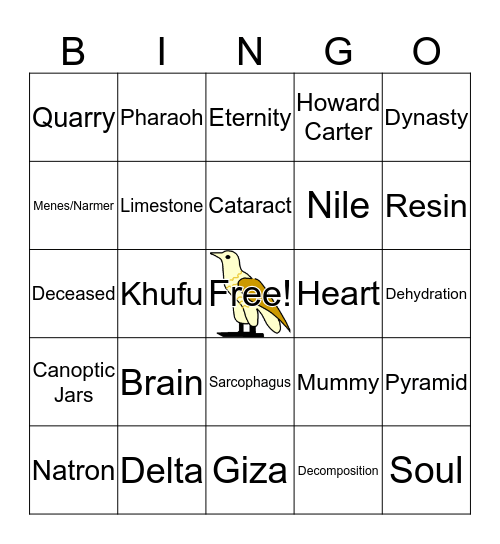 Egypt-Before Break Bingo Card