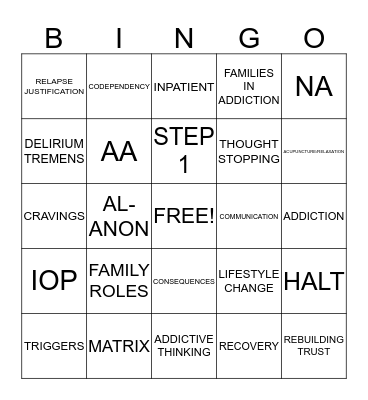 FAMILY MATRIX BINGO Card