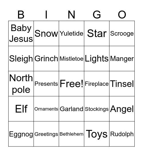 PRP CHRISTMAS BINGO Card