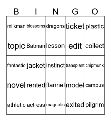 Level 3 Bingo Card