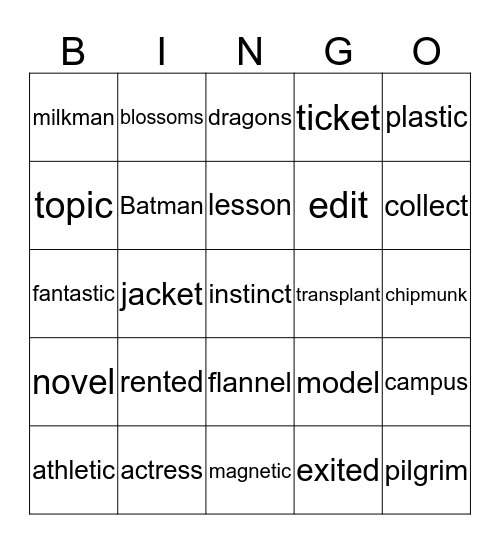 Level 3 Bingo Card