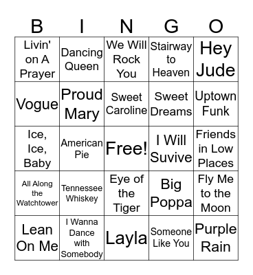Music Bingo Card