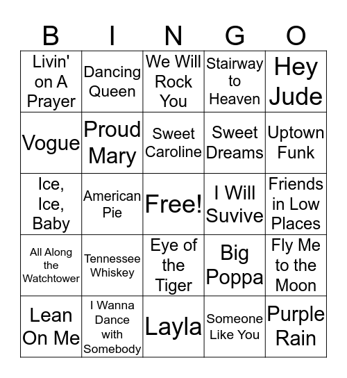 Music Bingo Card