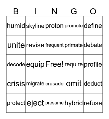 STEP 5.2 OPEN SYLLABLE WORDS Bingo Card