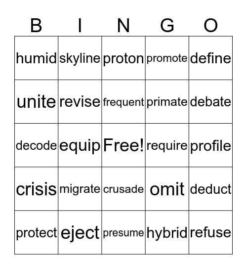 STEP 5.2 OPEN SYLLABLE WORDS Bingo Card