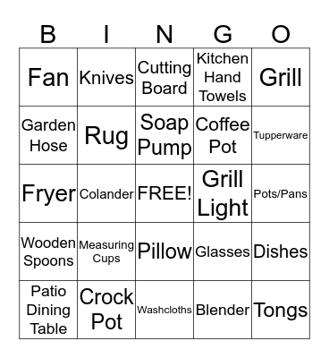 Bridal Bingo Card