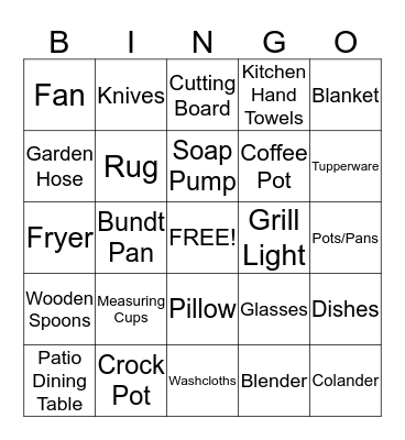 Bridal Bingo Card