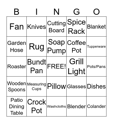 Bridal Bingo Card