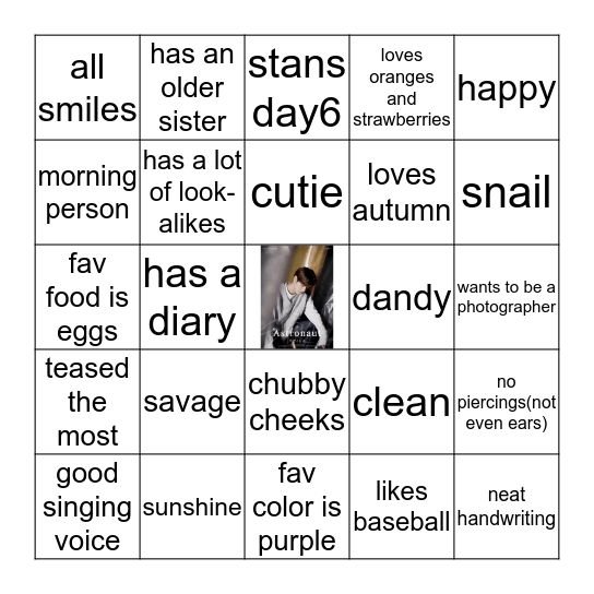 Seungmin Bingo Card