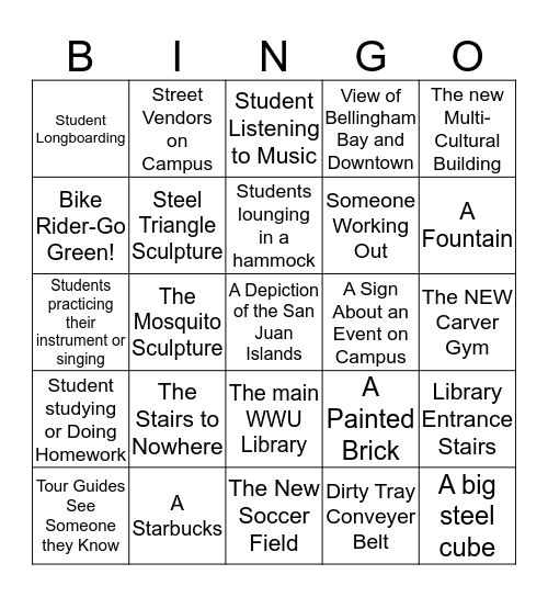 WWU Campus Bingo Card