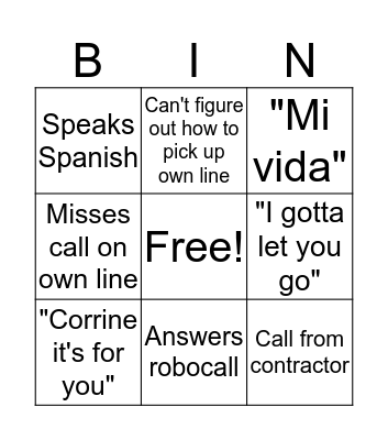 Rocco's Phone Bingo Card