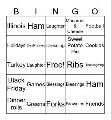 Happy Thanksgiving!!! Bingo Card