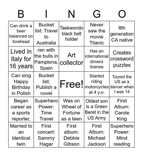 RSA Global Marketing Summit Bingo Card