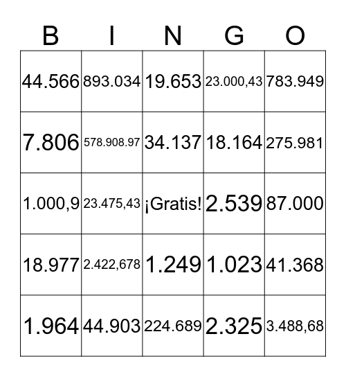 Spanish Lotería Bingo Card