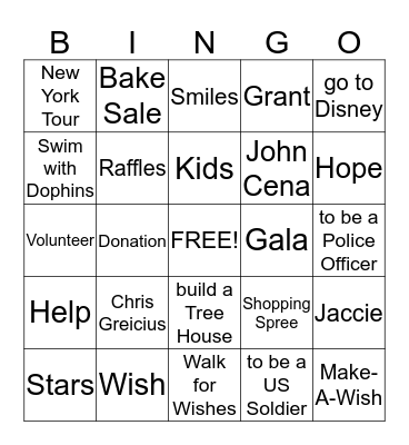 Make-A-Wish - May 2014 Bingo Card