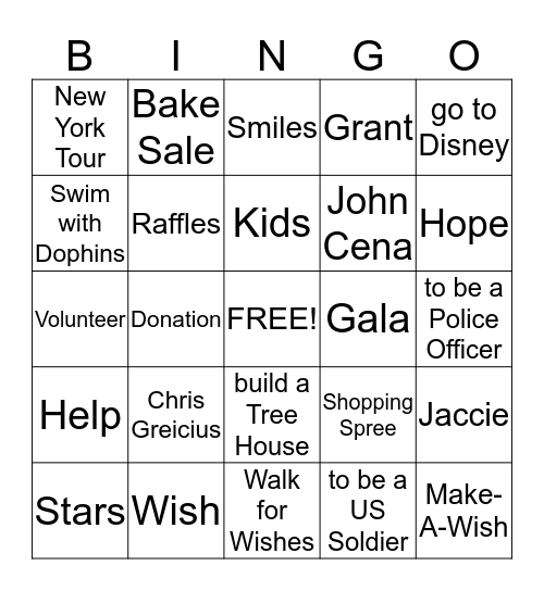 Make-A-Wish - May 2014 Bingo Card