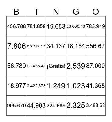 Spanish Lotería Bingo Card