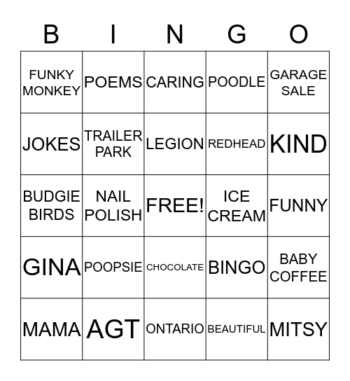MAMA'S BIRTHDAY BINGO Card