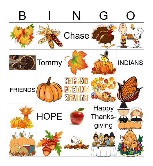 THANKSGIVING Bingo Card