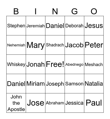 JW Family Worship Bingo Card